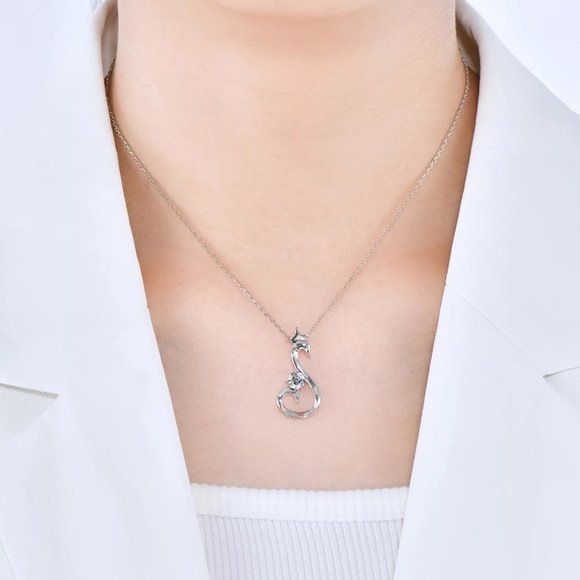 1/2ct. t.w. Diamond Swan Necklace - Picture 4 of 10